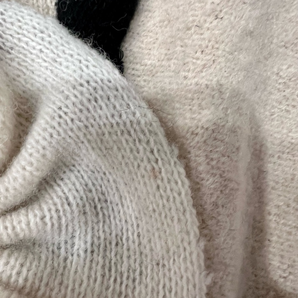 Anthropologie Archival Collection cream ivory flowers black bow peplum sweater L - Picture 9 of 10